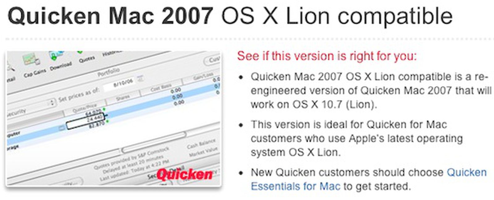 speed up quicken for mac 2007